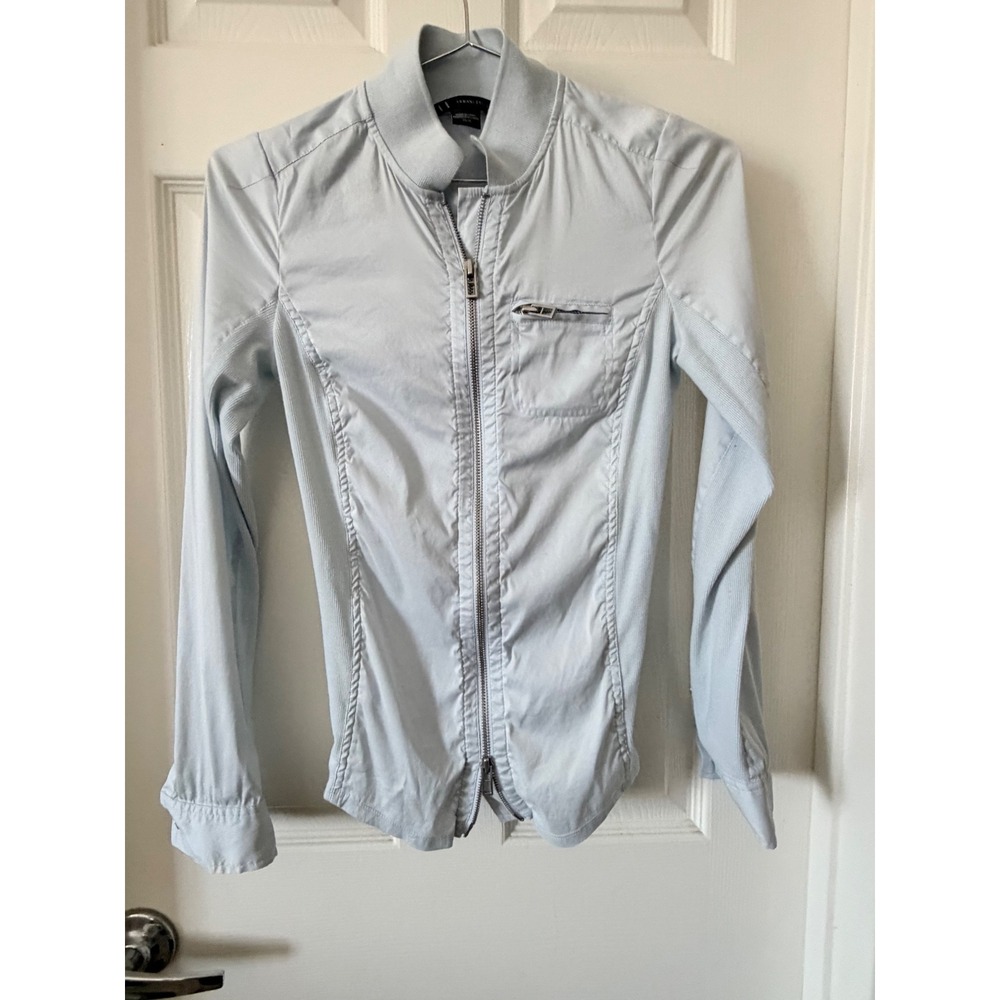 Armani Exchange AX Light Blue Zip Up Lightweight Shirt Jacket XS